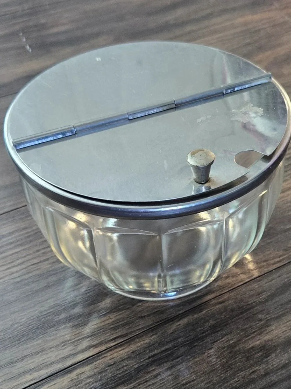 Vintage (30s-50s) BLOOMFIELD Glass Paneled Flip Top Sugar Bowl